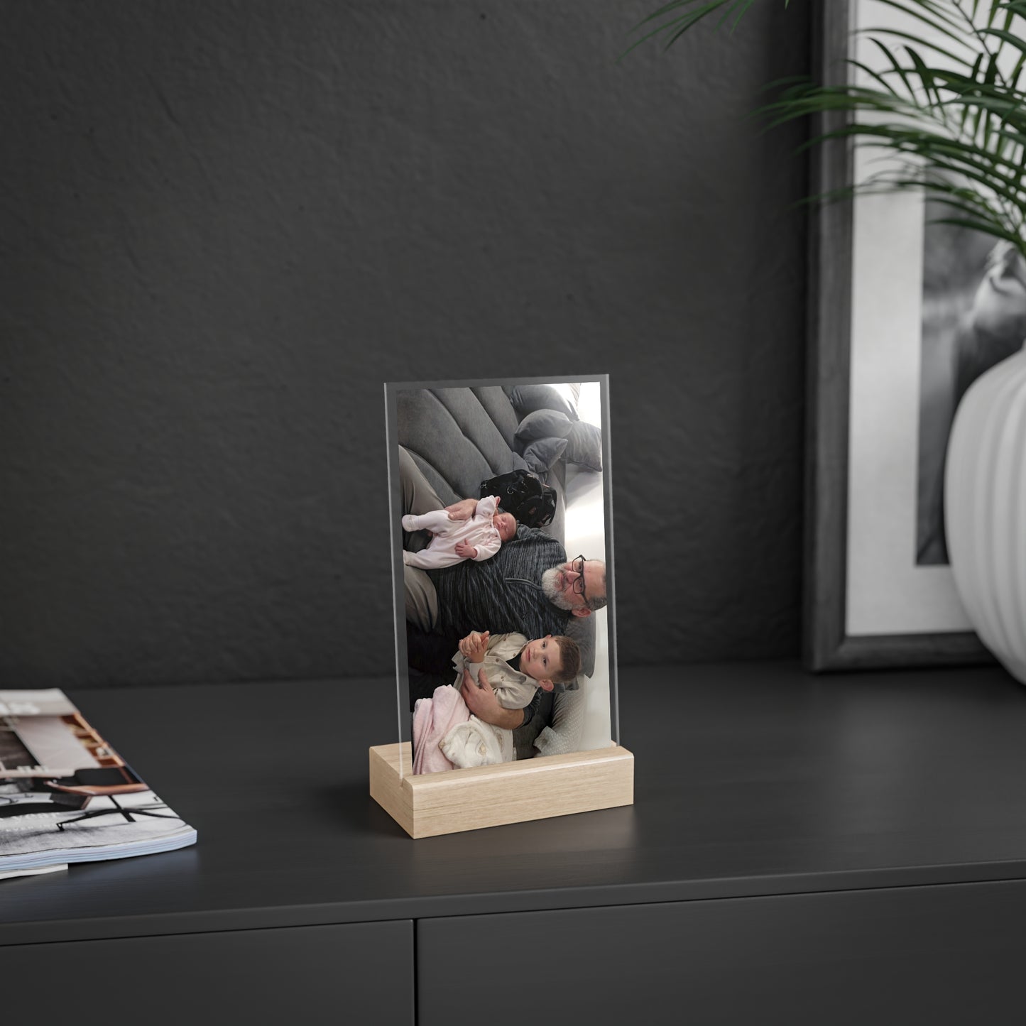 Personalized Photo Acrylic Sign with Wooden Stand — Custom Family Keepsake