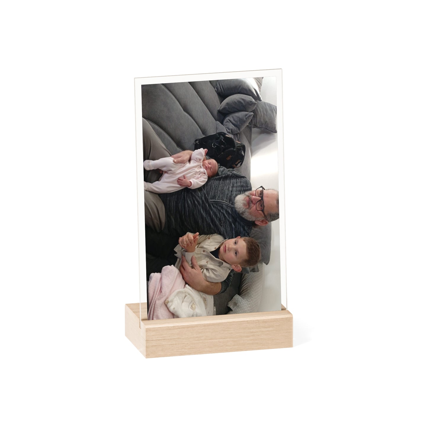 Personalized Photo Acrylic Sign with Wooden Stand — Custom Family Keepsake